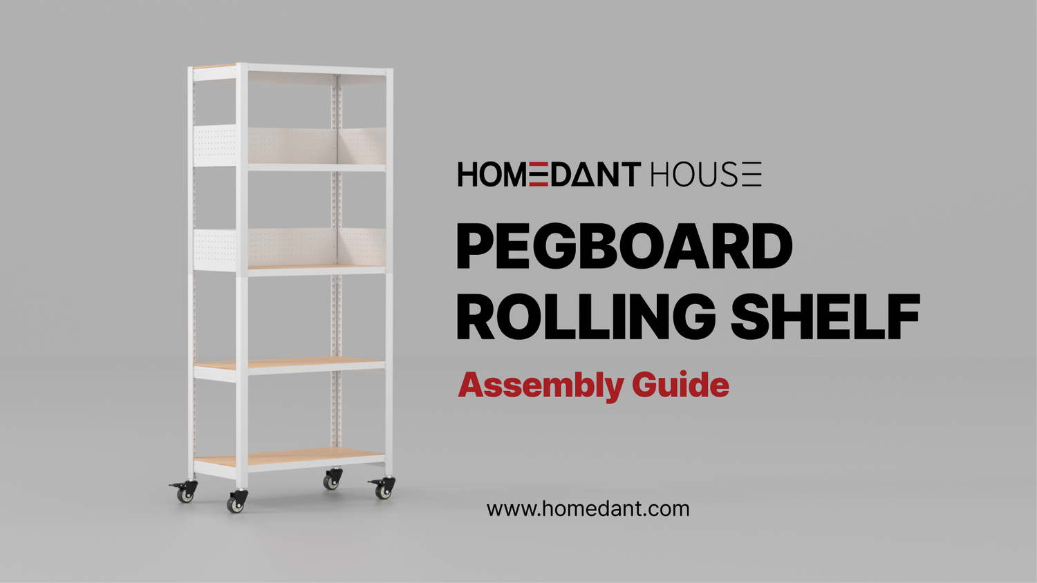 [HOMEDANT HOUSE] Pegboard Rolling Shelf