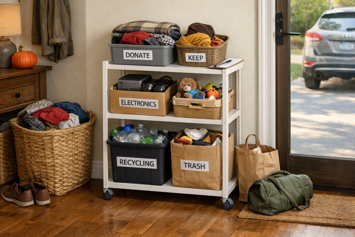 Donation Sorting: Is a Narrow Rolling Shelf Enough?