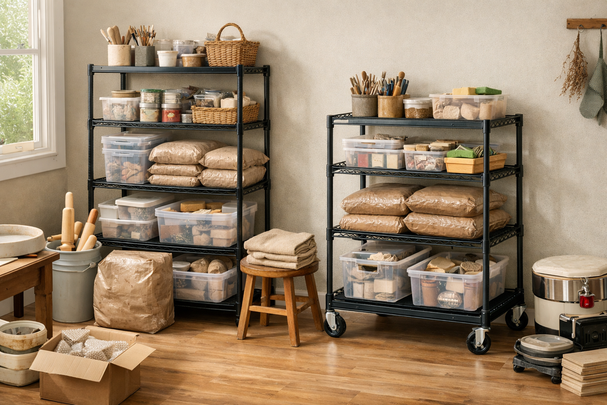Pottery Supply Storage: Rolling or Stationary?