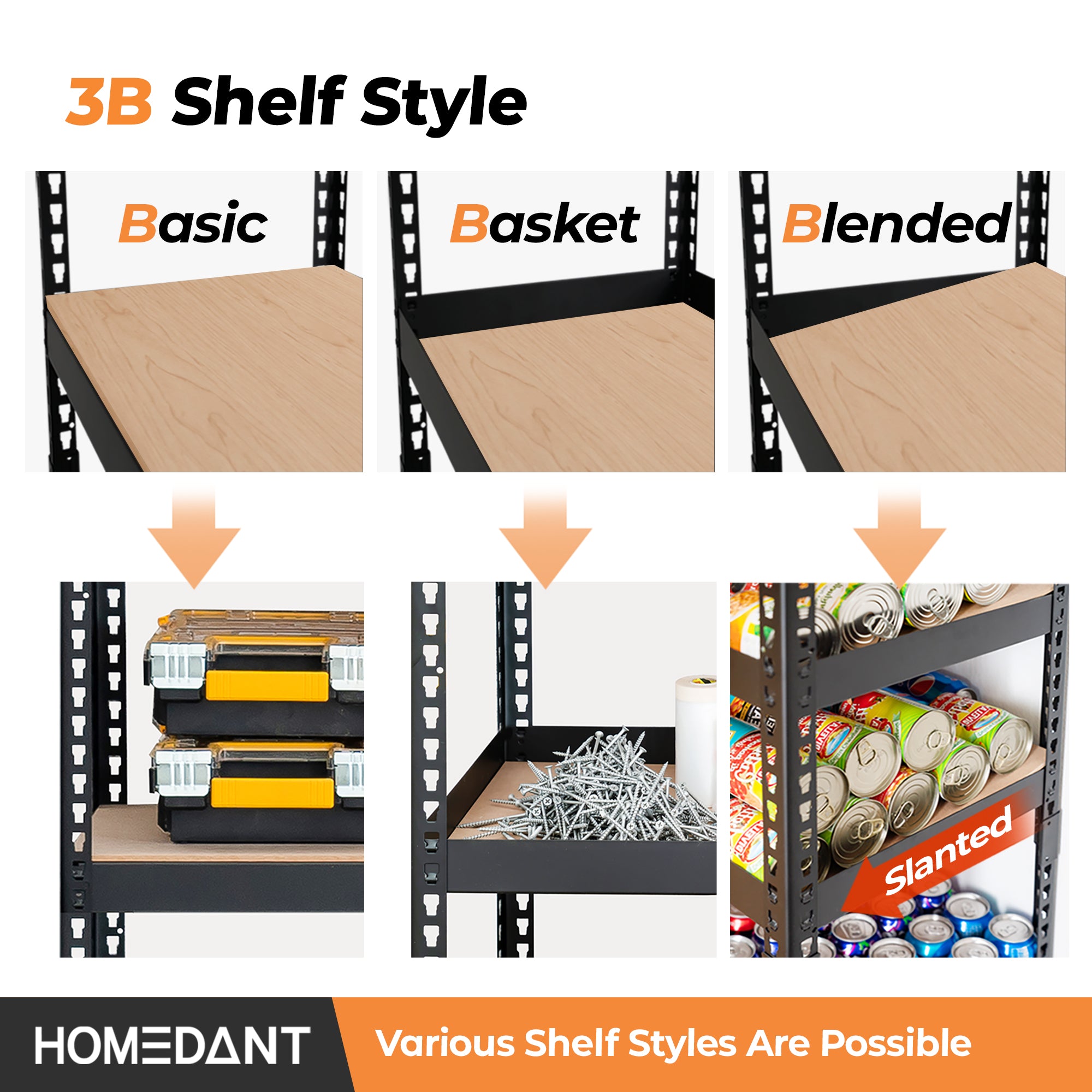35.9"W HOMEDANT 5-Tier Standing Shelf, Black
