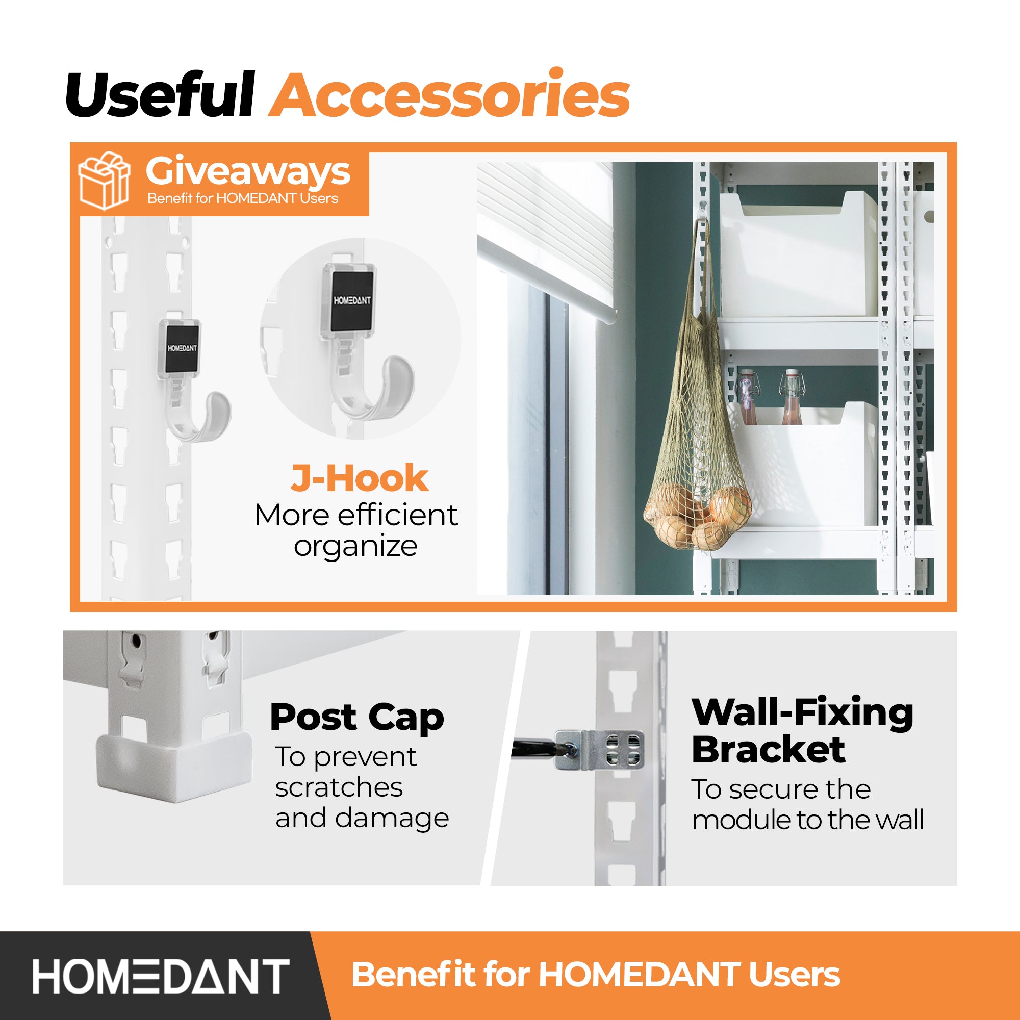 35.9"W HOMEDANT 5-Tier Standing Shelf, White