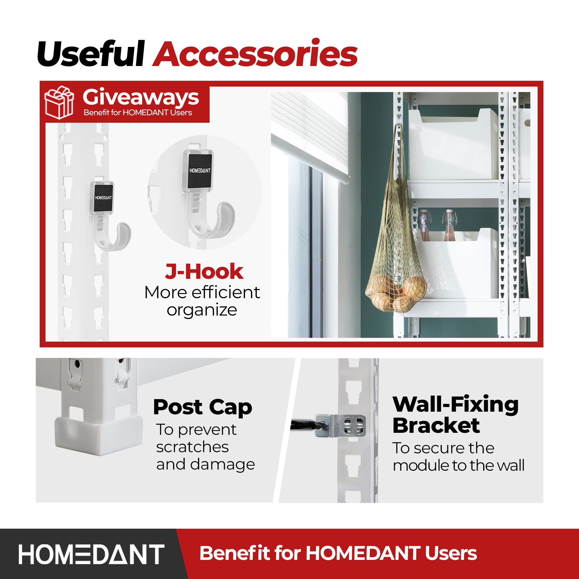 47.7"W Extra Deep HOMEDANT 5-Tier Heavy Duty Shelf, White