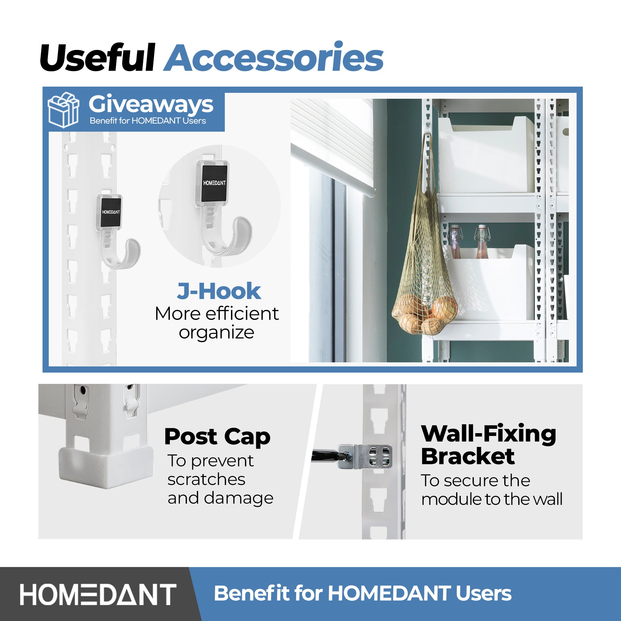 28"W HOMEDANT 5-Tier Standing Shelf, White