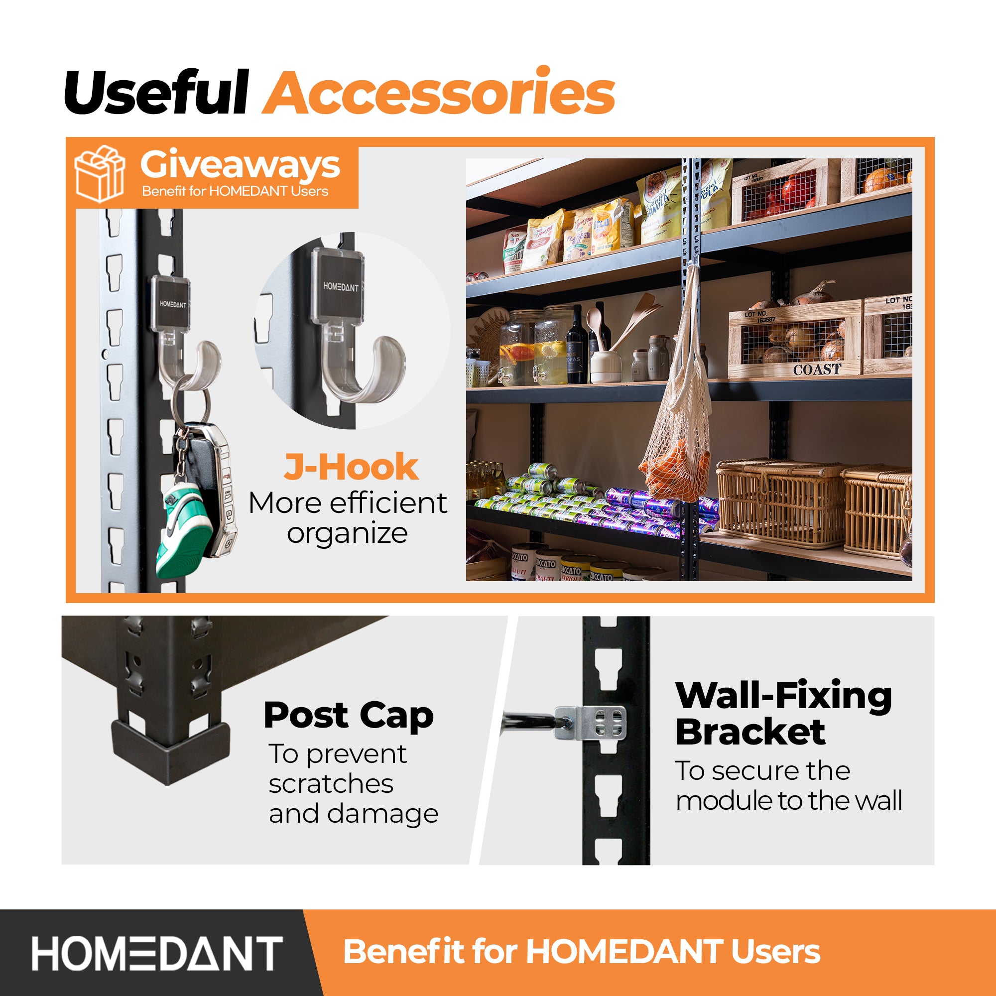 35.9"W HOMEDANT 5-Tier Standing Shelf, Black