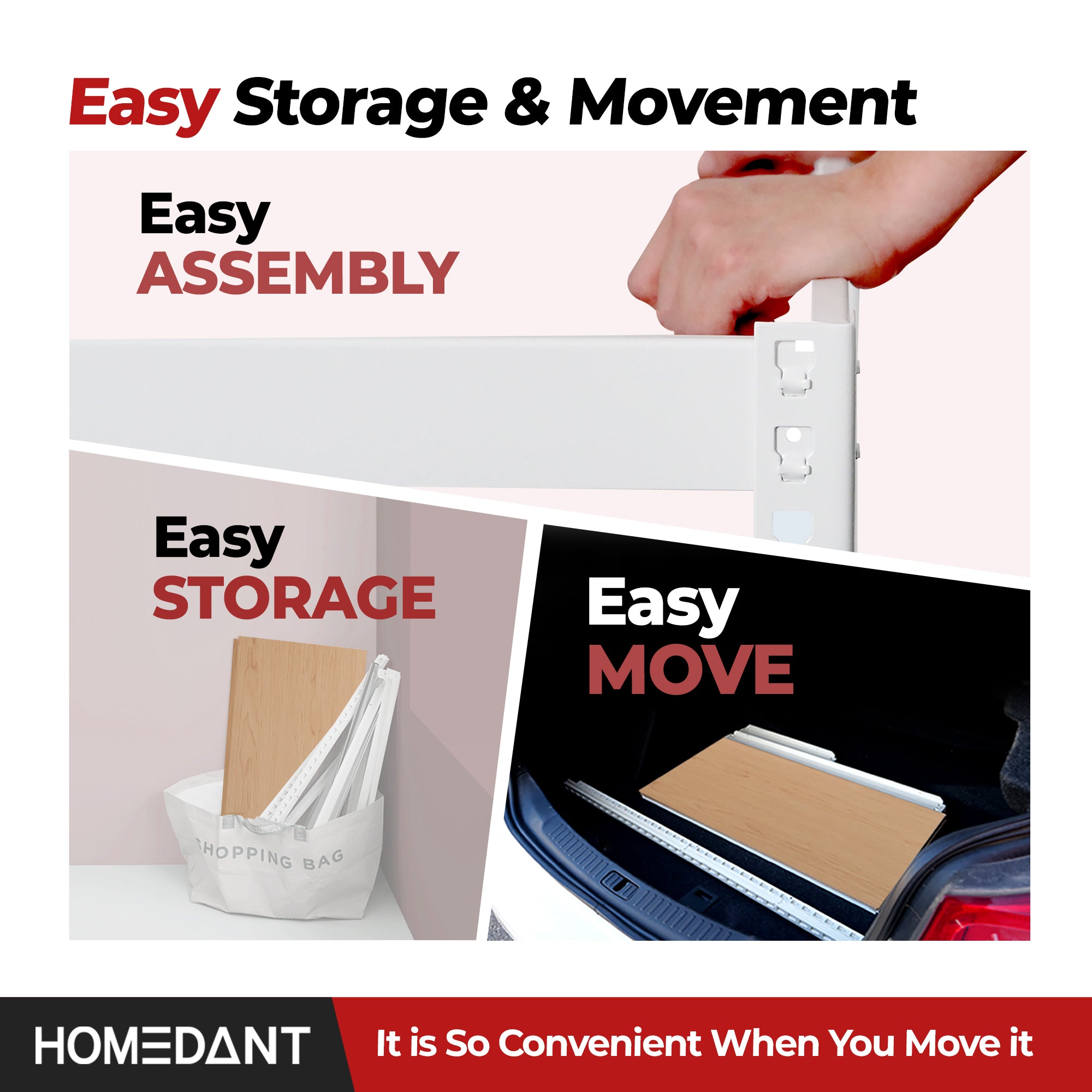 47.7"W HOMEDANT 5-Tier Heavy Duty Shelf, White