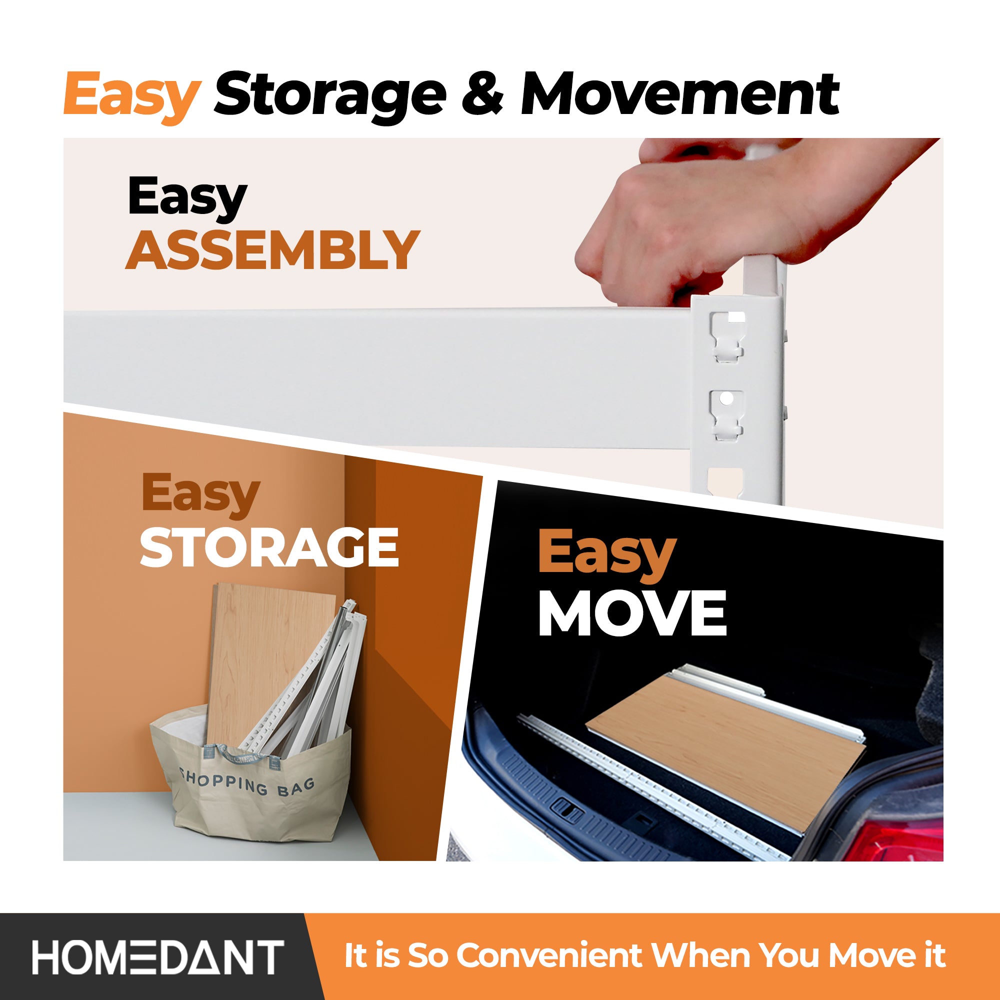 35.9"W HOMEDANT 5-Tier Standing Shelf, White