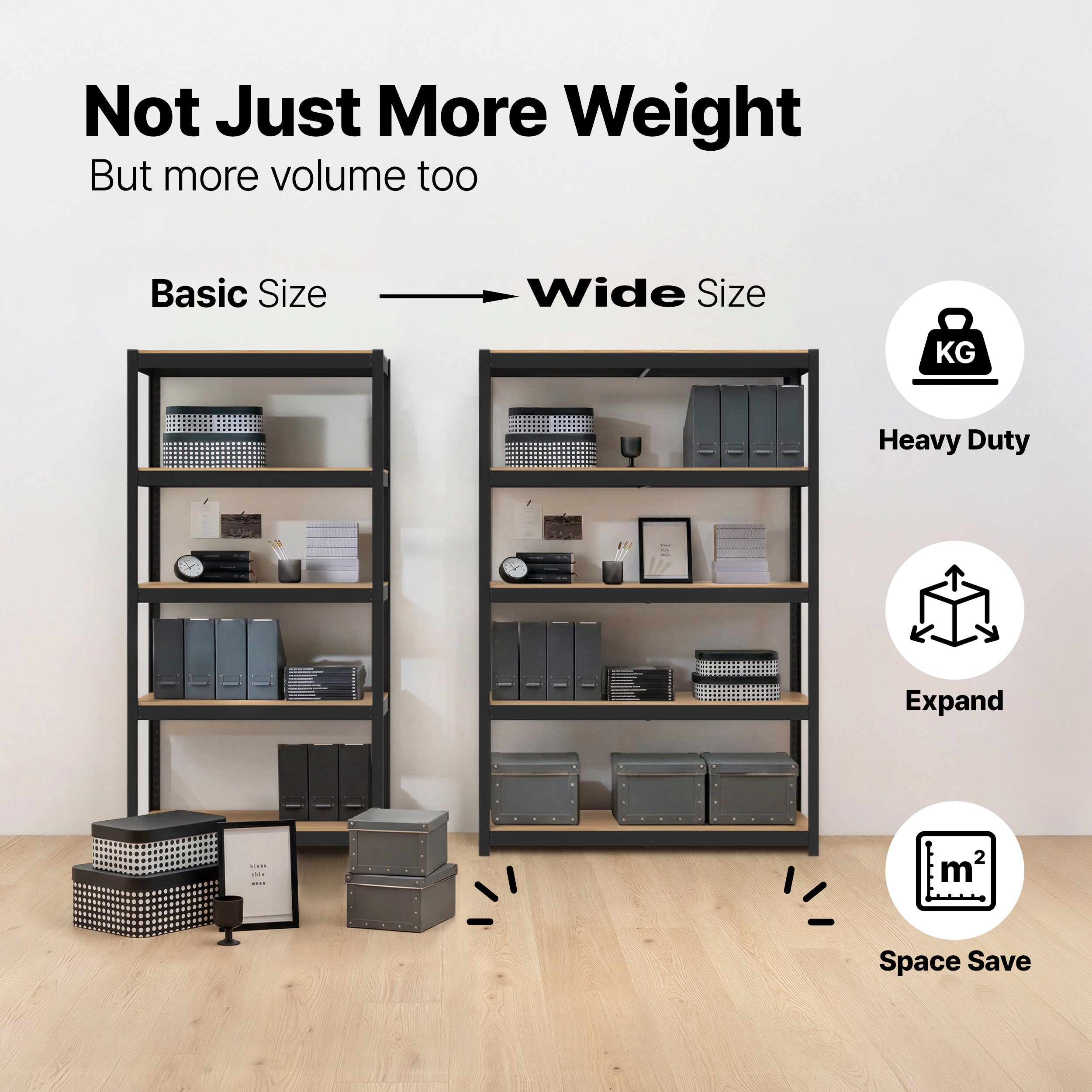 48.1"W HOMEDANT HOUSE 5-Tier Heavy Duty Shelf, Black