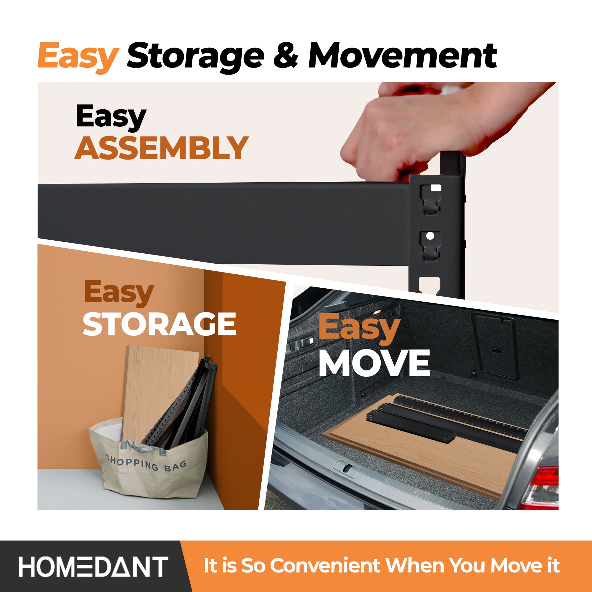 35.9"W HOMEDANT 5-Tier Standing Shelf, Black