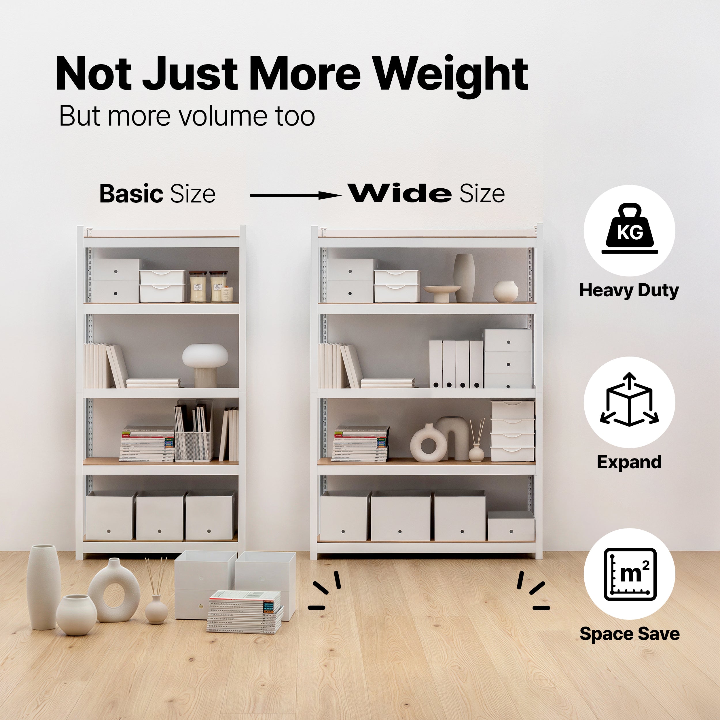 48.1"W Extra Deep HOMEDANT HOUSE 5-Tier Heavy Duty Shelf, White