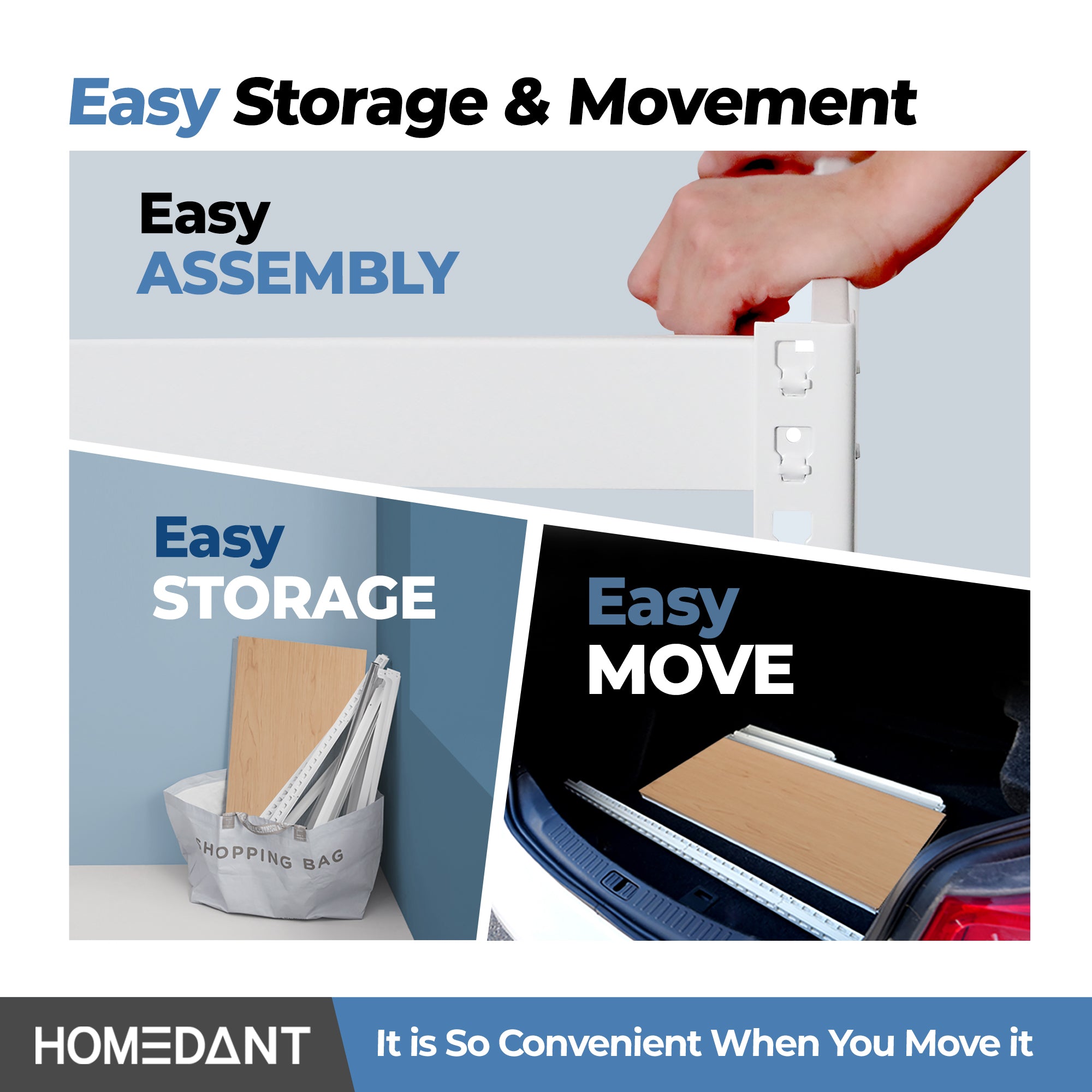 28"W HOMEDANT 5-Tier Standing Shelf, White