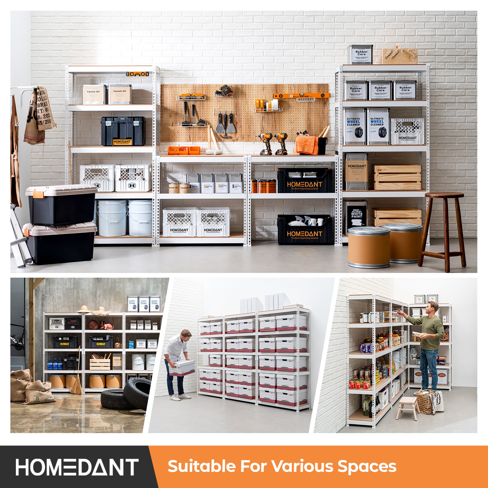 35.9"W HOMEDANT 5-Tier Standing Shelf, White