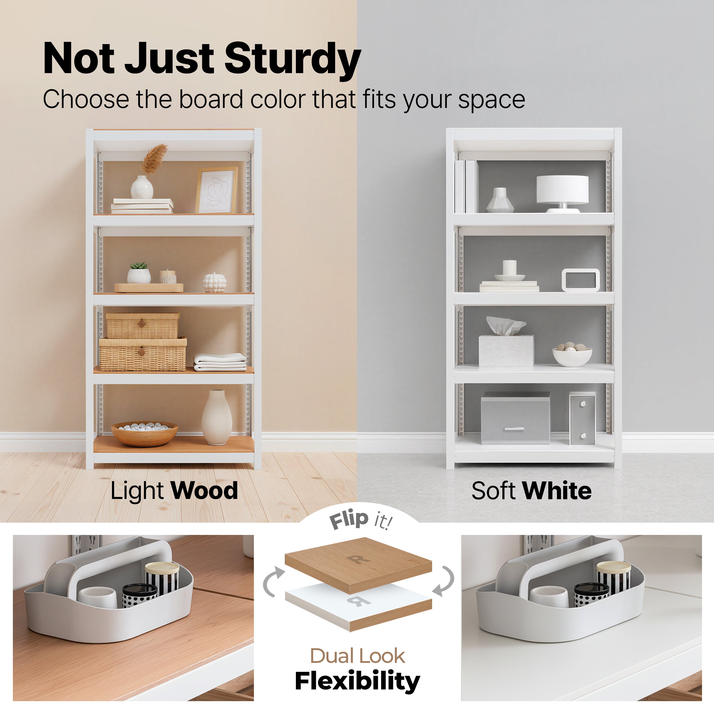 48.1"W HOMEDANT HOUSE 5-Tier Rolling Shelf, White