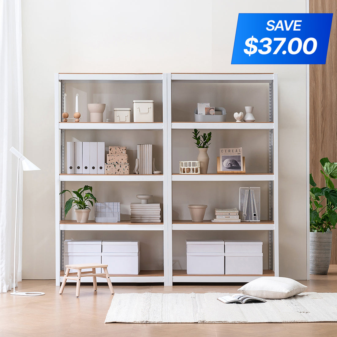 <a href="/products/hs904018-5w" title="36.2"W HOMEDANT HOUSE 5-Tier Standing Shelf, White"><strong>$107.99</strong> -25.5%</a>