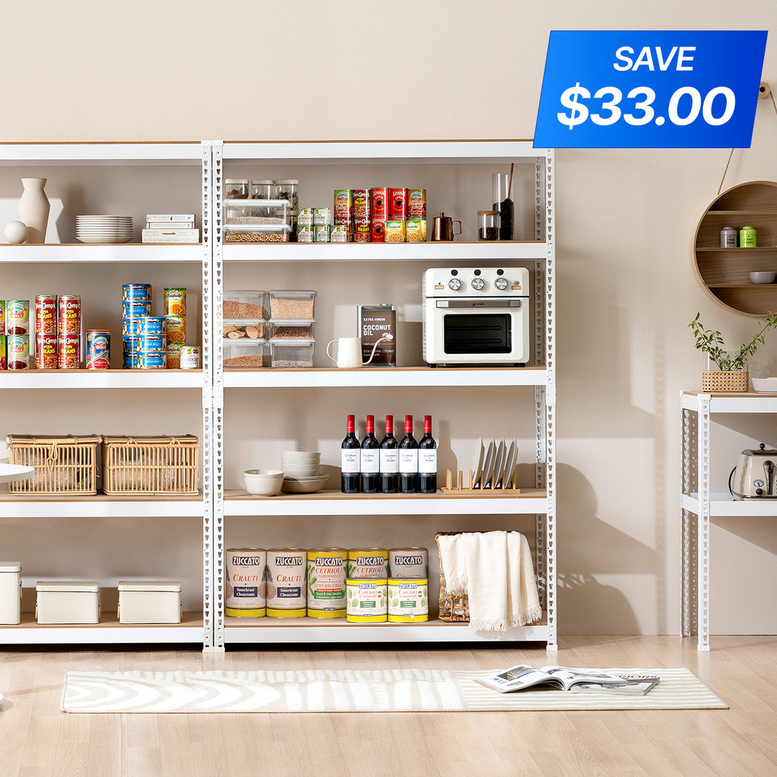 <a href="/products/ss124518z-5w" target="_blank" title="47.7"W HOMEDANT 5-Tier Heavy Duty Shelf, White"><strong>$131.99 </strong>-20%</a>