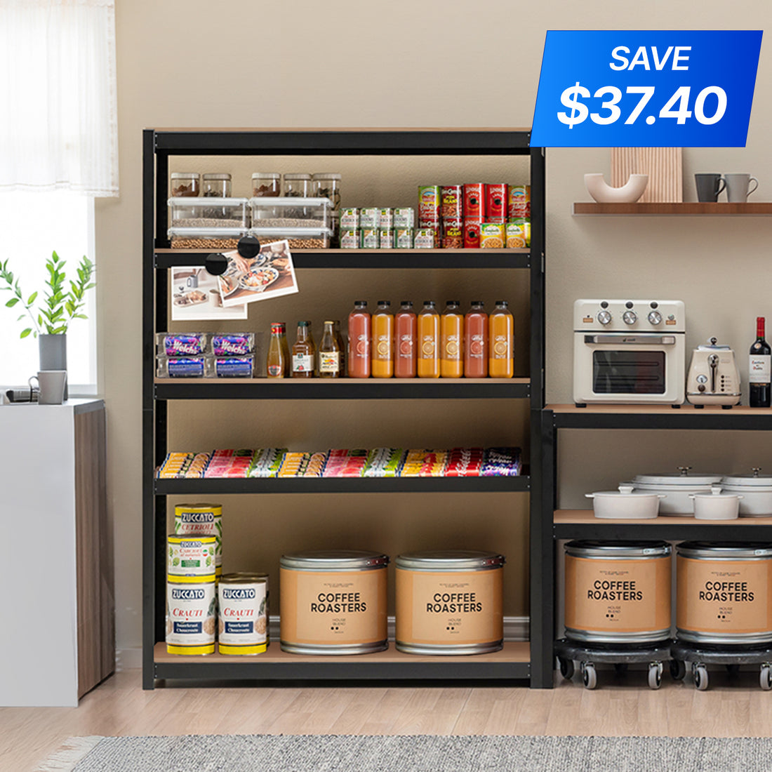 <a href="/products/hs124018z-5b" title="48.1"W HOMEDANT HOUSE 5-Tier Heavy Duty Shelf, Black"><strong>$149.59</strong> -20%</a>