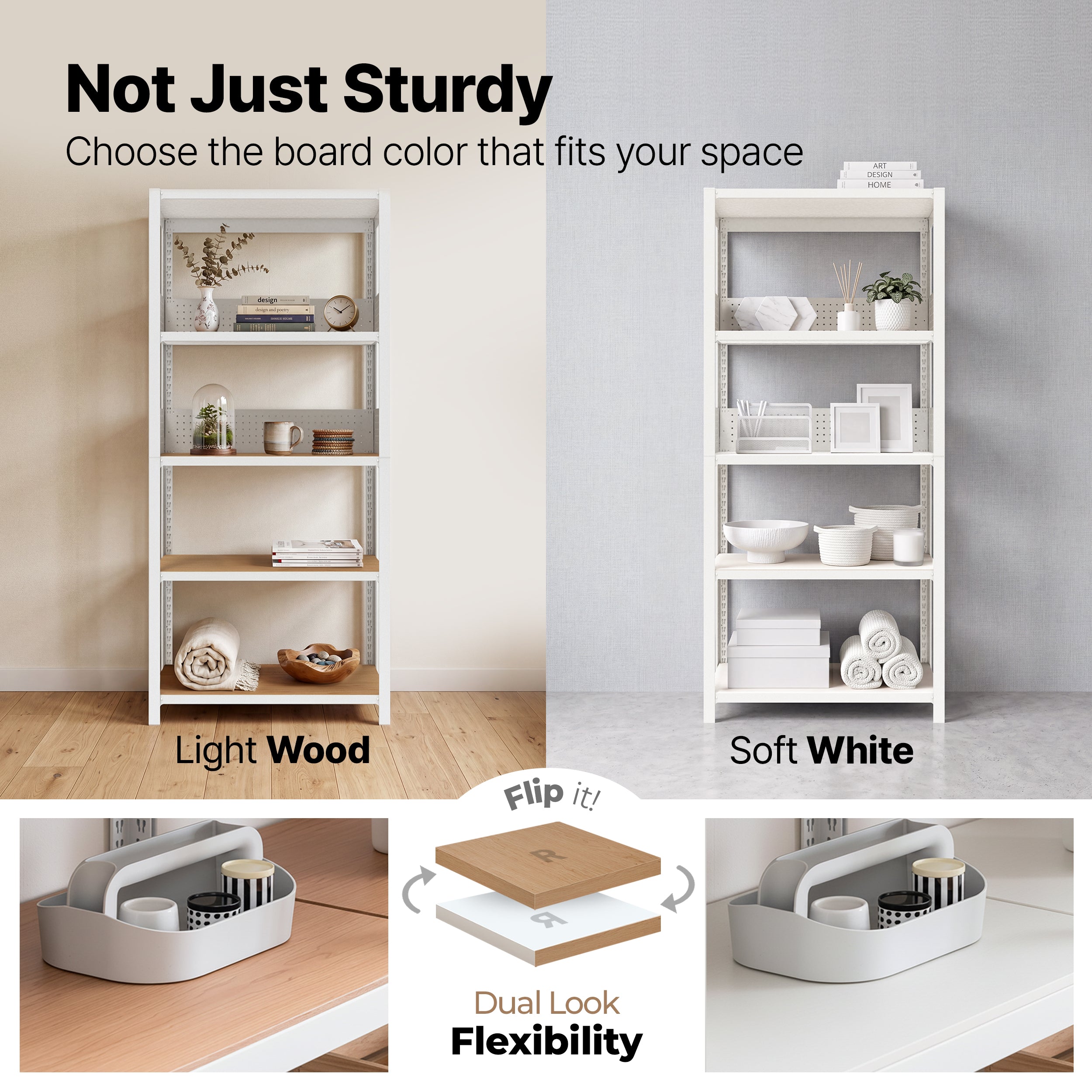 32.3"W HOMEDANT HOUSE 5-Tier Pegboard Rolling Shelf, White