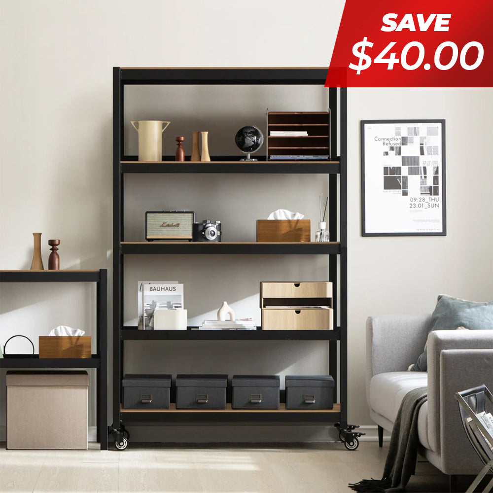 <a href="/products/hs124518w-5b" target="_blank" title="48.1"W HOMEDANT HOUSE 5-Tier Rolling Shelf, Black"><strong>$159.99 </strong>-20%</a>