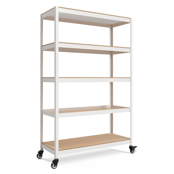 48.1"W HOMEDANT HOUSE 5-Tier Rolling Shelf, White