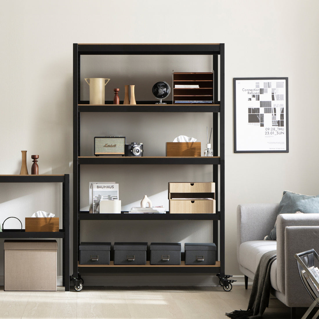 <a href="/products/hs124518w-5b" title="48.1"W HOMEDANT HOUSE 5-Tier Rolling Shelf, Black"><strong>$164.99</strong> -13.2%</a>