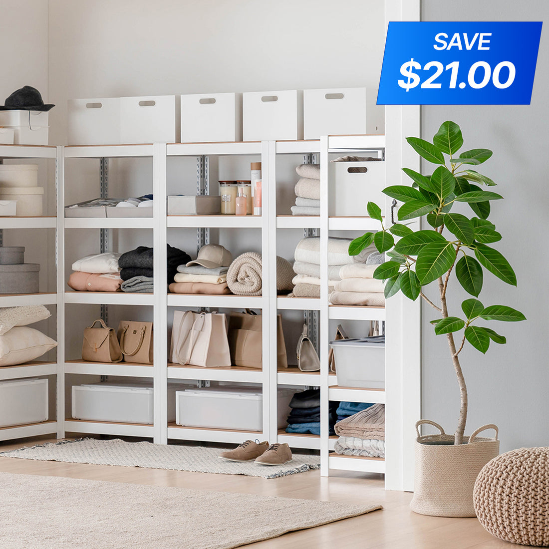 <a href="/products/hs604015-5w" title="24.4"W HOMEDANT HOUSE 5-Tier Standing Shelf, White"><strong>$98.99</strong> -17.5%</a>