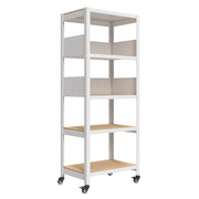 24.4"W HOMEDANT HOUSE 5-Tier Pegboard Rolling Shelf, White