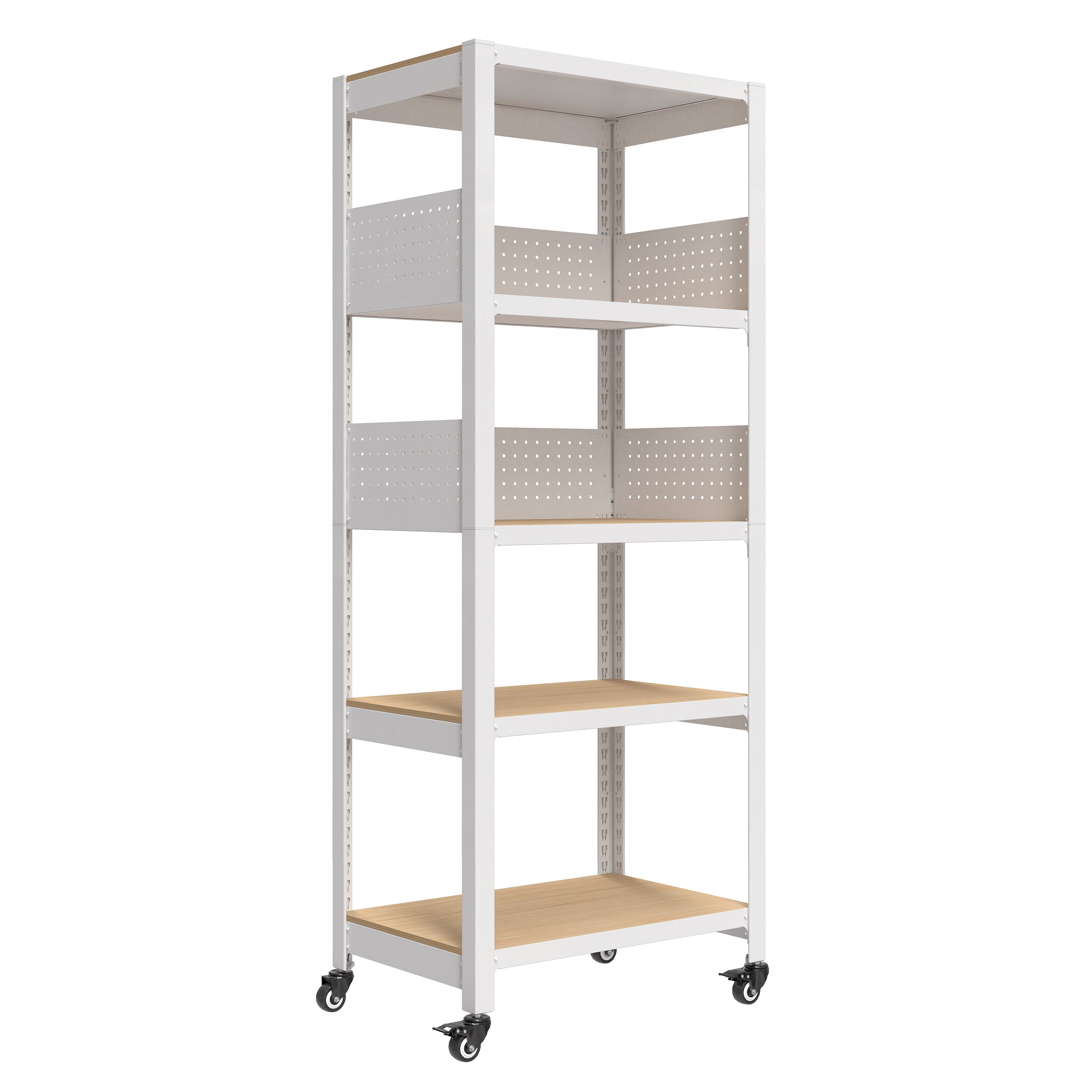 24.4"W HOMEDANT HOUSE 5-Tier Pegboard Rolling Shelf, White