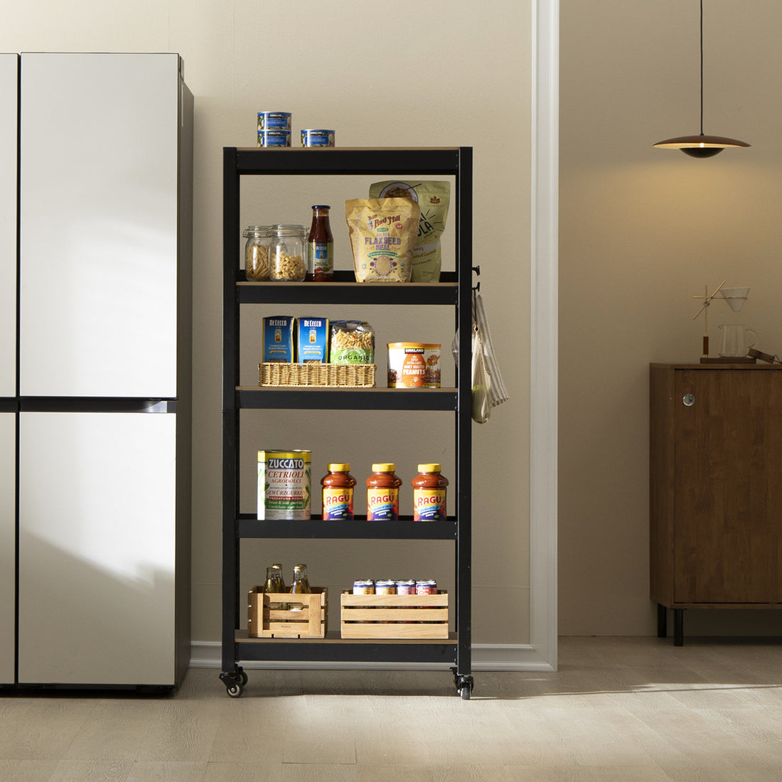 <a href="/products/hs604015w-5b" title="24.4"W HOMEDANT HOUSE 5-Tier Rolling Shelf, Black"><strong>$109.99</strong> -15.4%</a>