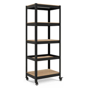 24.4"W HOMEDANT HOUSE 5-Tier Rolling Shelf, Black