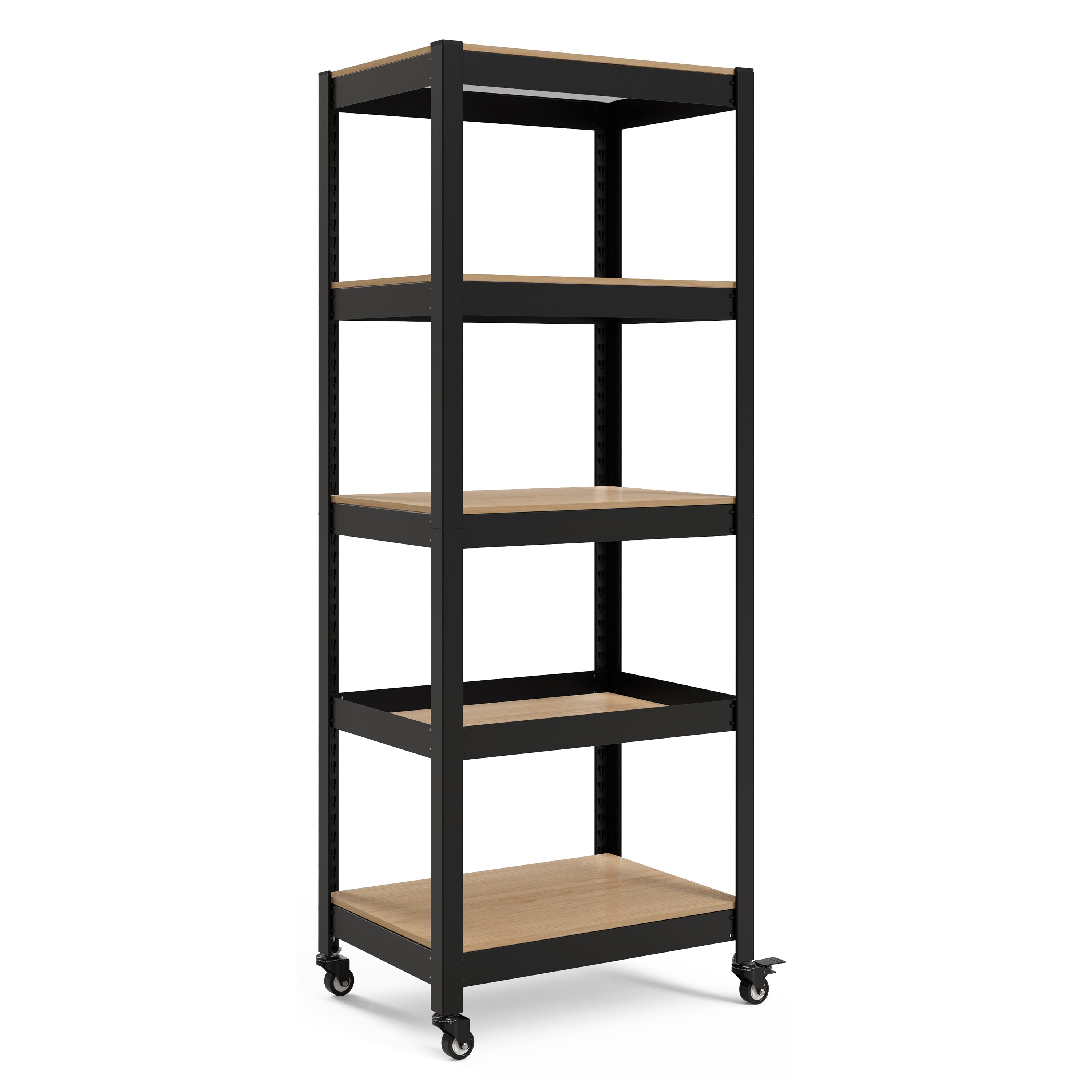 24.4"W HOMEDANT HOUSE 5-Tier Rolling Shelf, Black