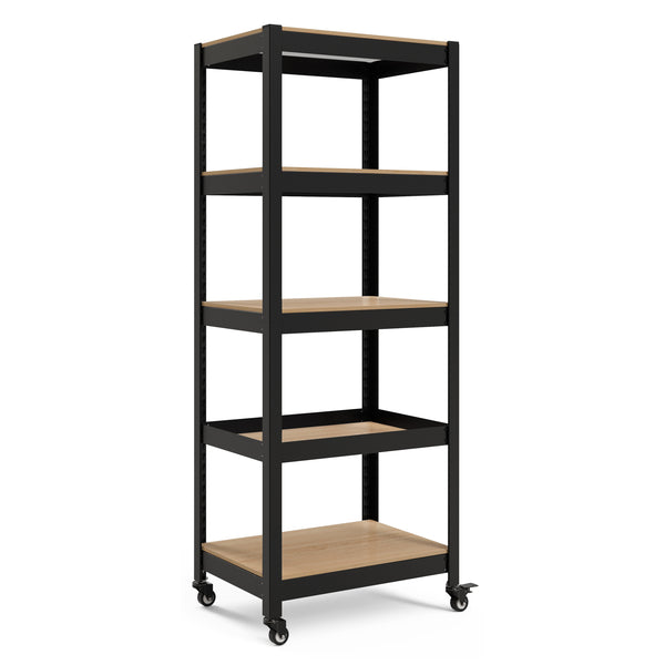 24.4"W HOMEDANT HOUSE 5-Tier Rolling Shelf, Black