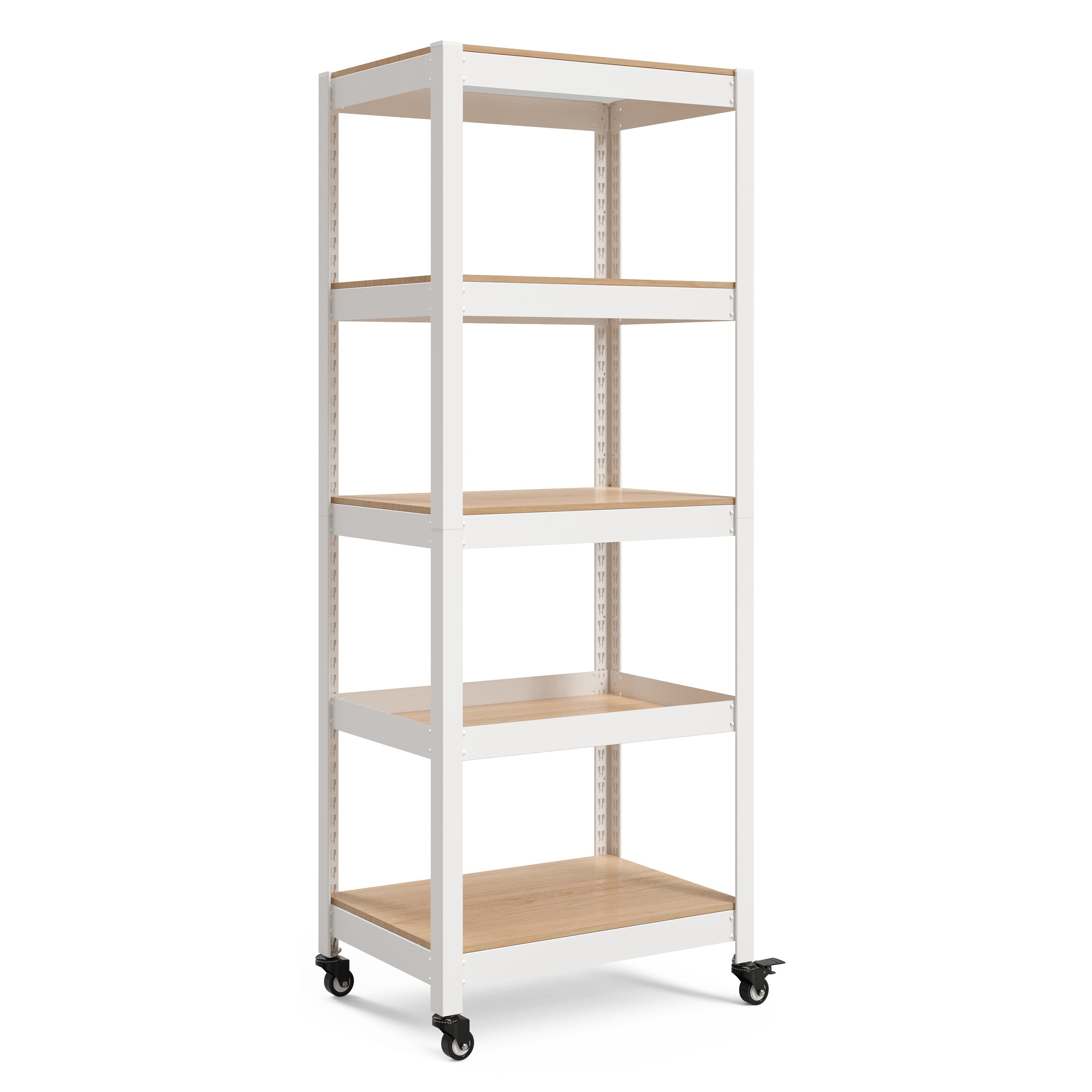 24.4"W HOMEDANT HOUSE 5-Tier Rolling Shelf, White