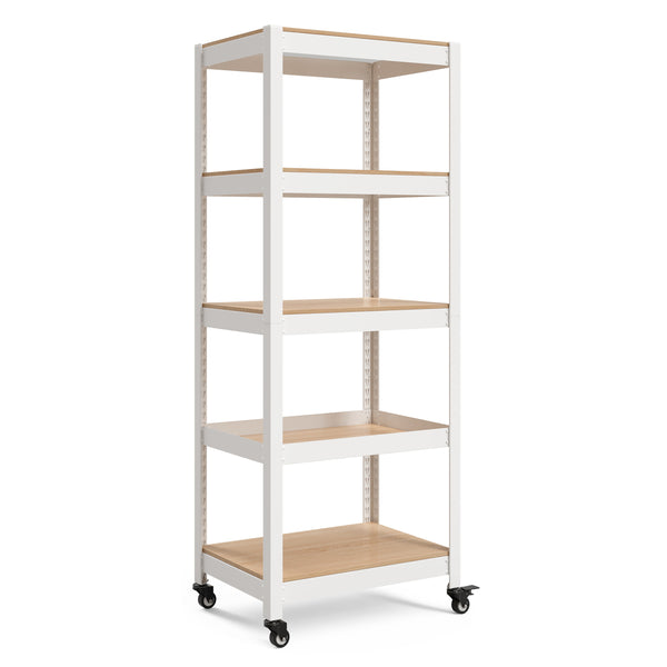 24.4"W HOMEDANT HOUSE 5-Tier Rolling Shelf, White