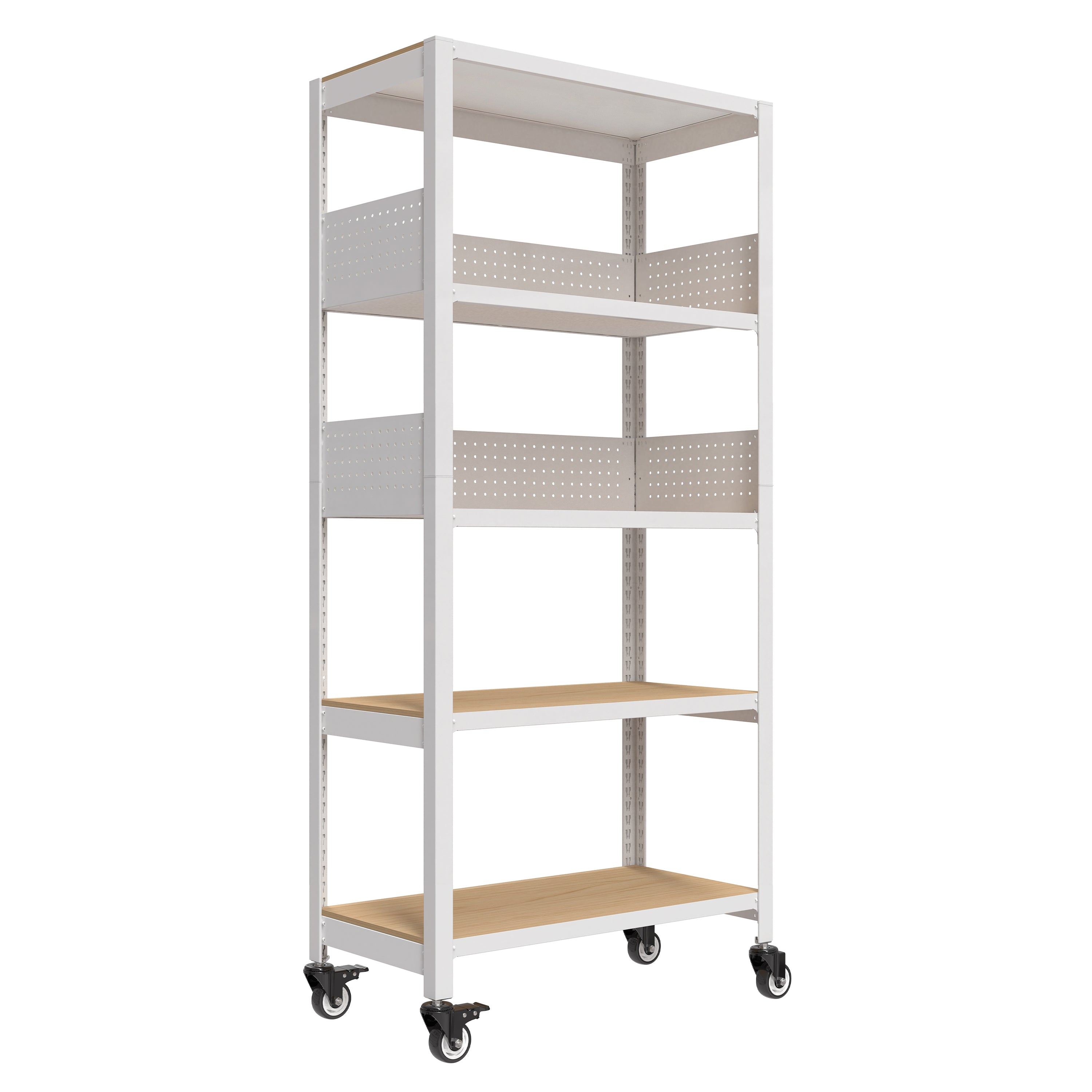 32.3"W HOMEDANT HOUSE 5-Tier Pegboard Rolling Shelf, White