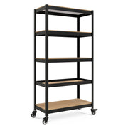 36.2"W HOMEDANT HOUSE 5-Tier Rolling Shelf, Black