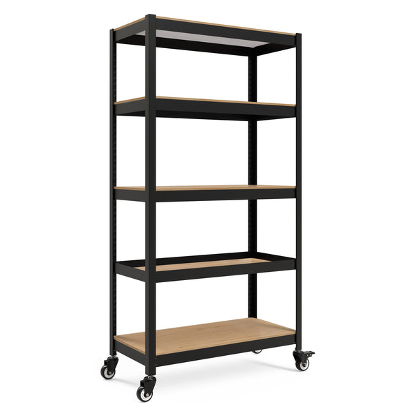 36.2"W HOMEDANT HOUSE 5-Tier Rolling Shelf, Black