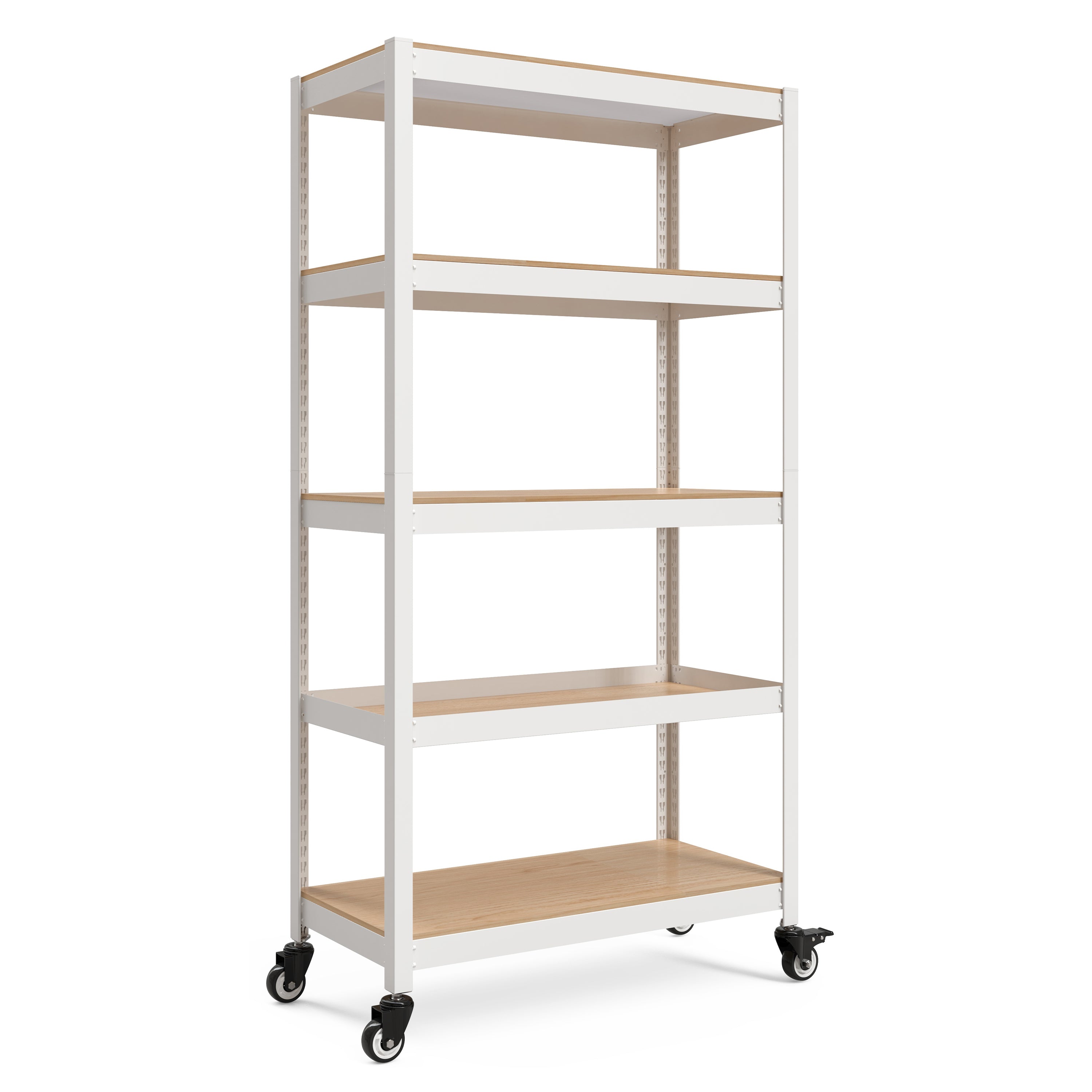 36.2"W HOMEDANT HOUSE 5-Tier Rolling Shelf, White